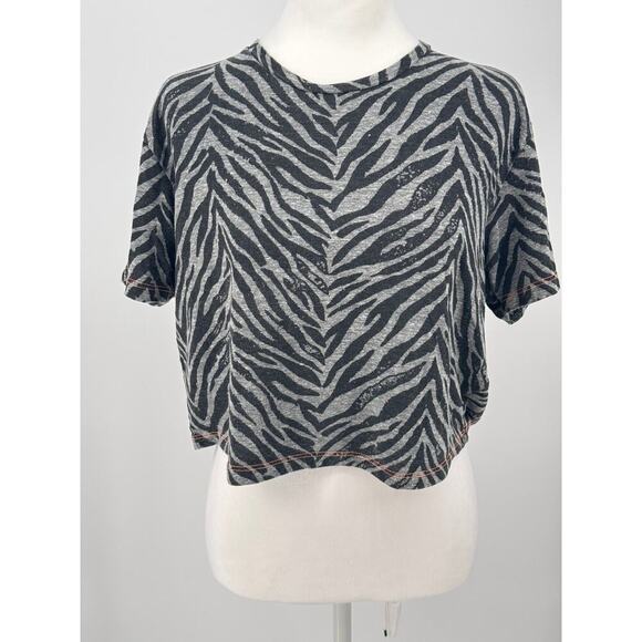 MOTHER “At Your Leisure Zebra Print Tee | Cropped Boxy Fit | Animal Print Sz S - Picture 1 of 9